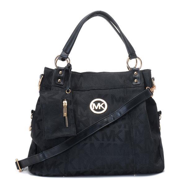 michael kors top satchel svart canvas veske Ærverdig sn15d